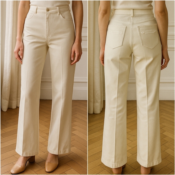 St. John Collection Denim - St. John‎ Collection White Jeans Straight Leg 60s Actress Anne Heywood Size 8